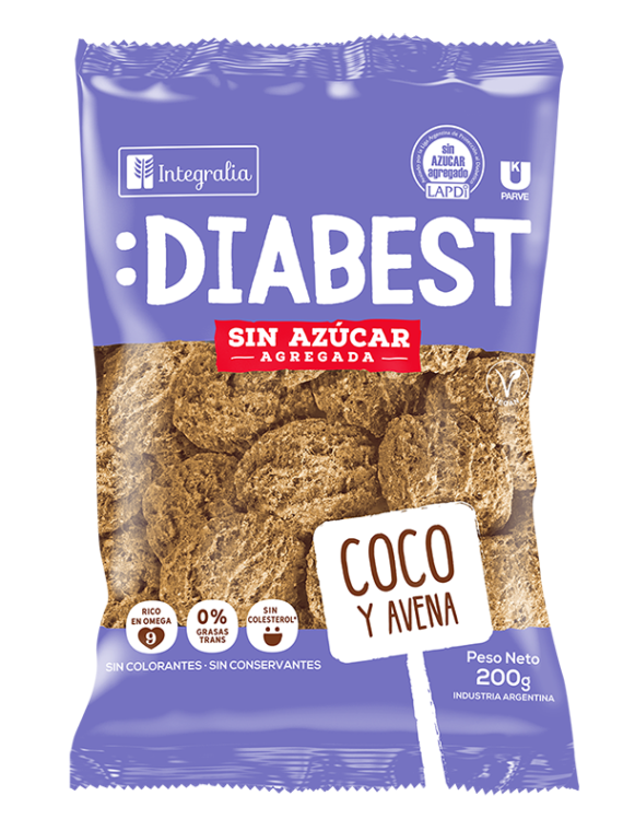 Galletas Sin Azucar Agregada Sabor Coco y Avena x 200g Diabest
