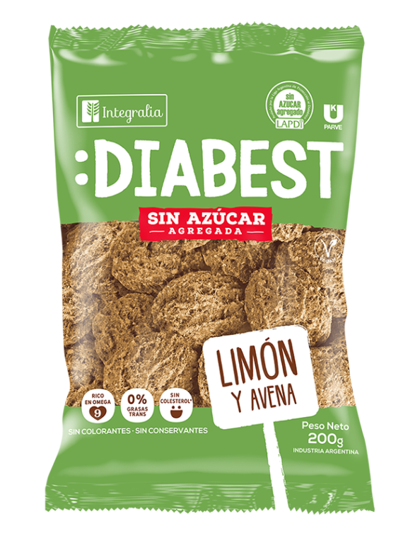 Galletas Sin Azucar Agregada Sabor Limon y Avena x 200g Diabest