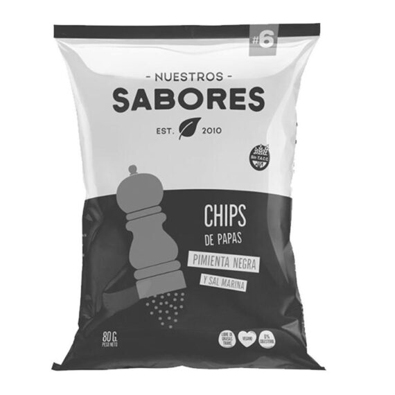 Chips De Papas Pimienta Negra y Sal Marina (Sin TACC) NUESTROS SABORES x 80gr