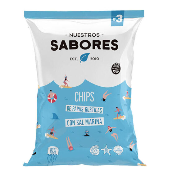 Chips Papas Rusticas y Sal Marina (Sin TACC) NUESTROS SABORES x 80gr