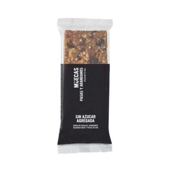 Barrita de cereal pasas y arandanos Muecas (Apto Vegano)