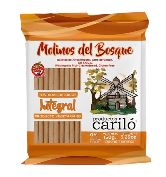 Tostadas de Arroz Vegetarianas Integral 150gr  Molinos Del Bosque Carilo