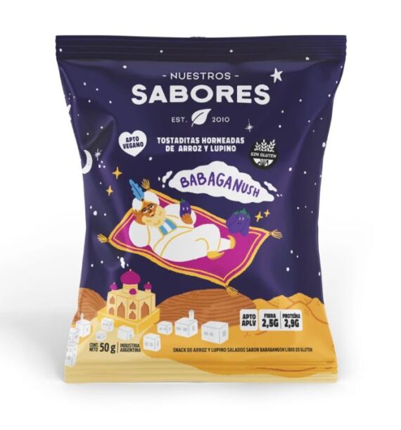 Tostaditas de Arroz y Lupino Sabor Babaganush 50gr Nuestros Sabores