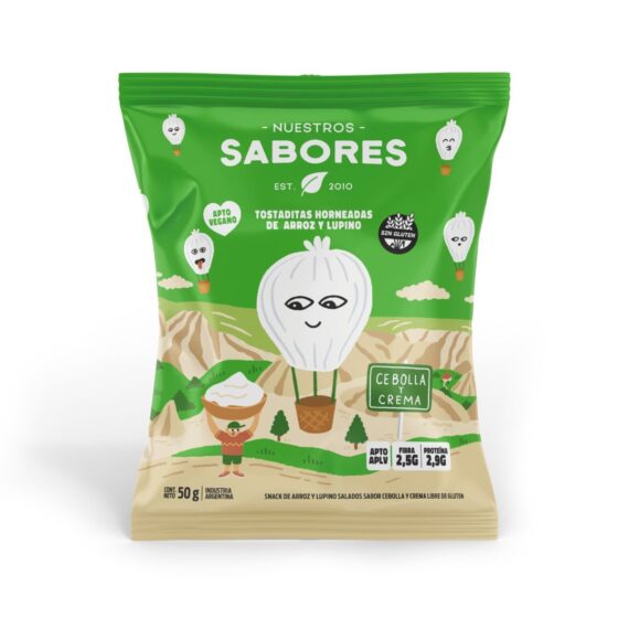 Tostaditas de Arroz y Lupino Sabor Cebolla y Crema 50gr Nuestros Sabores