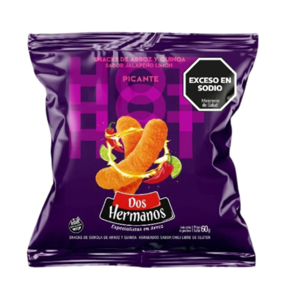 Snacks de Arroz y Quinoa Sabor Jalapeño y Limon x 60gr Dos Hermanos