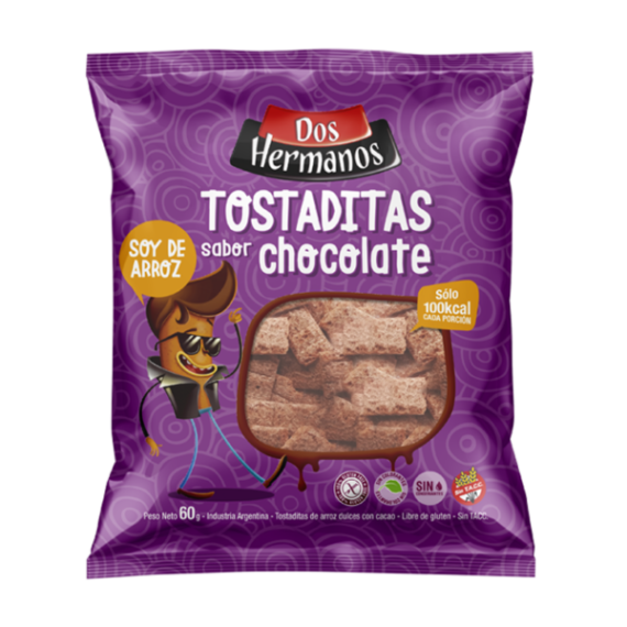 Tostaditas de Arroz Sabor Cacao x 60gr Dos Hermanos