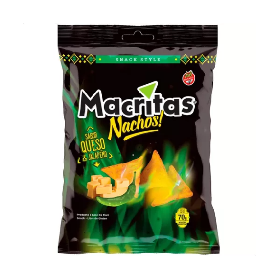Nachos sabor Queso y Jalapeño x 90 gr. Macritas