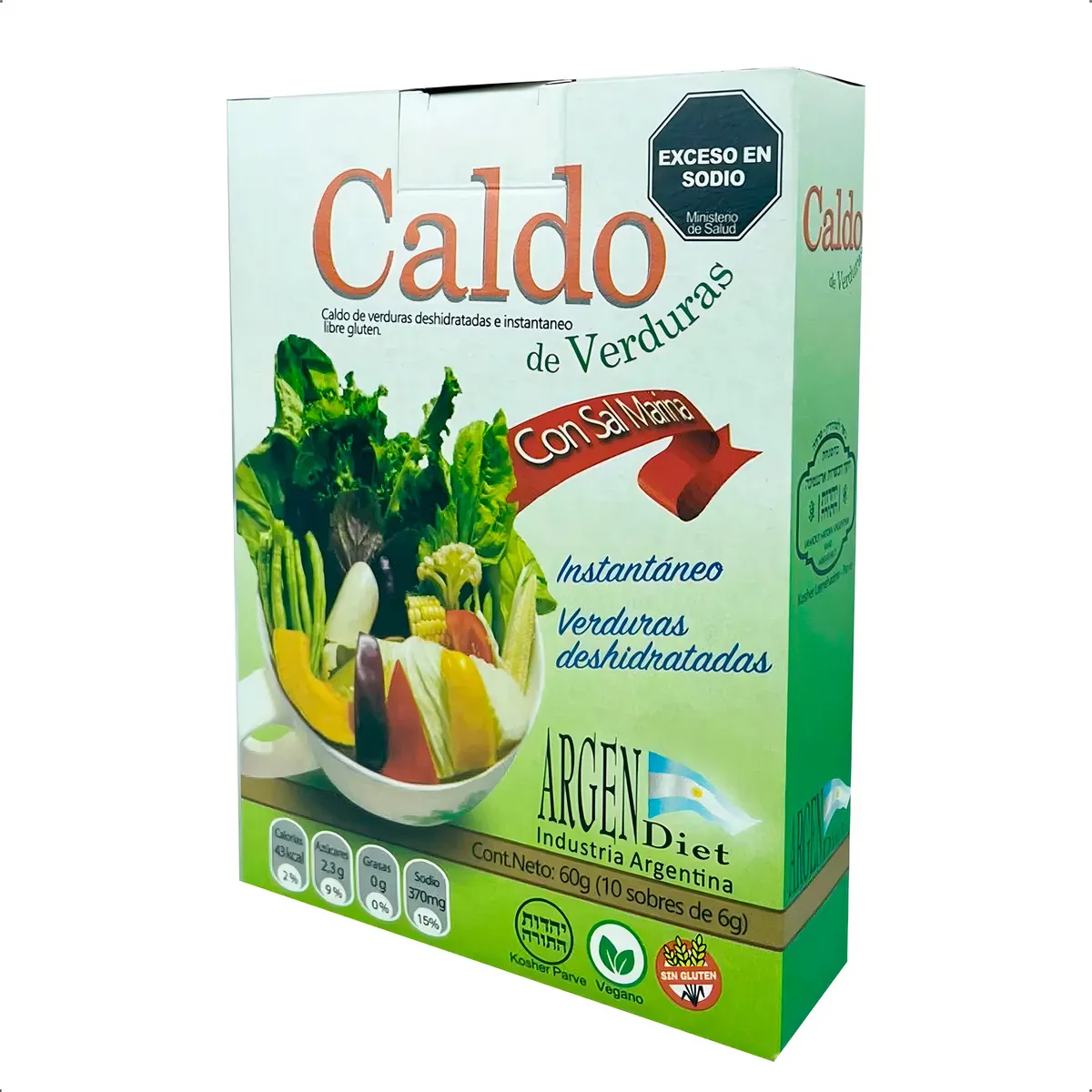 Caldo de Verduras c/ sal marina Argendiet x 10 sobres