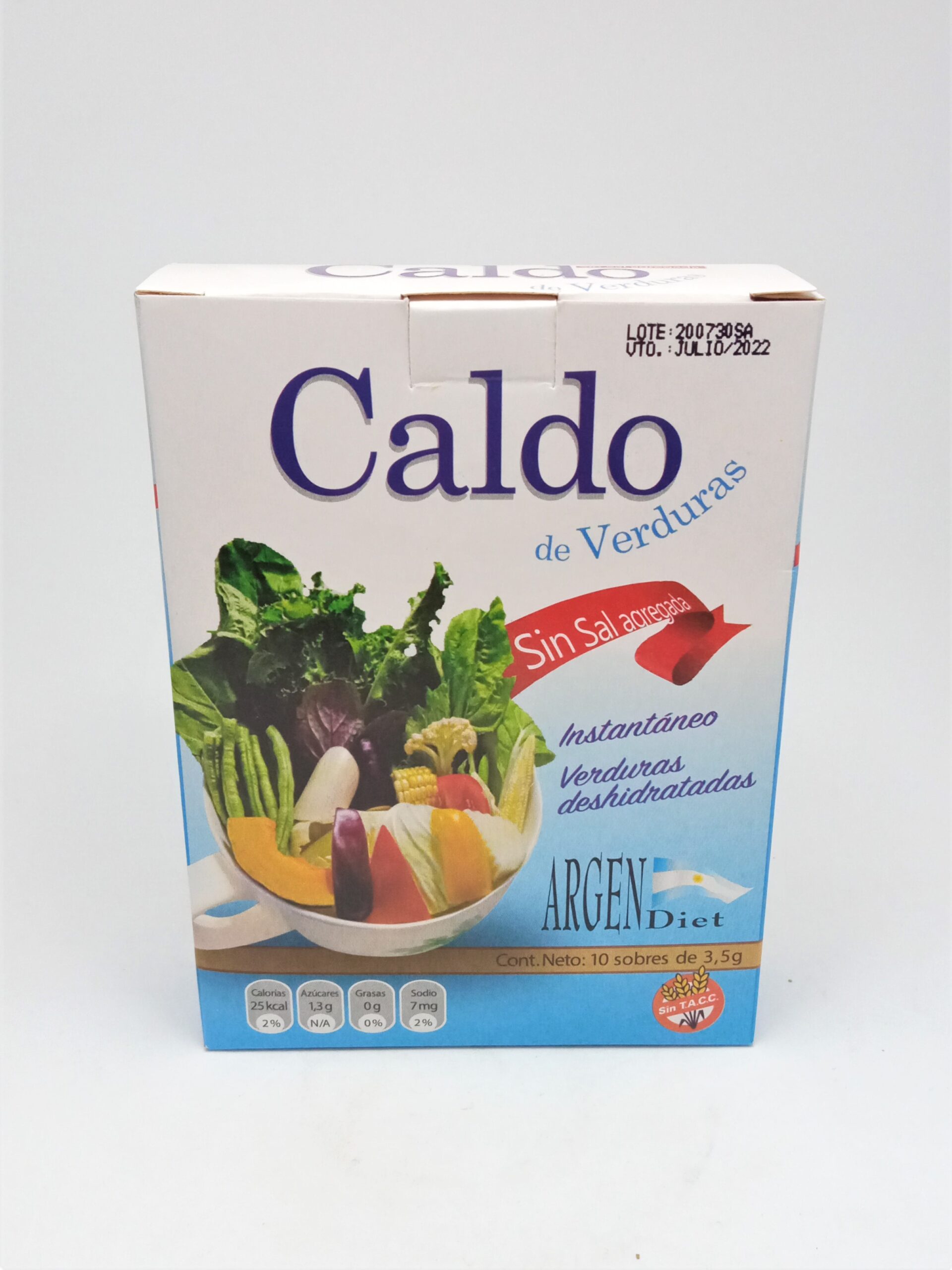Caldo de verduras sin sal agregada Argendiet x 10 sobres