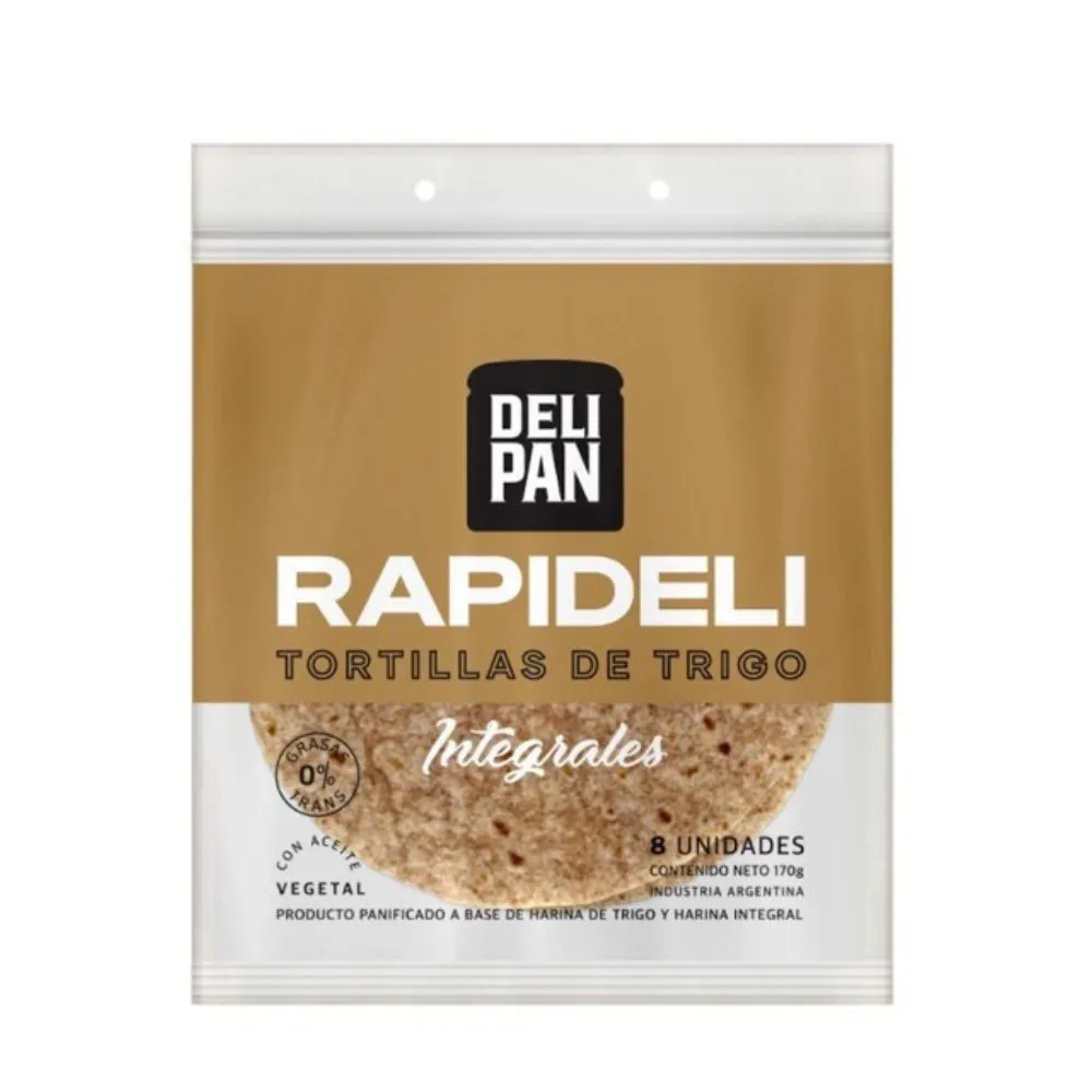 Tortillas de trigo Integrales Rapideli Delipan x 8 un.